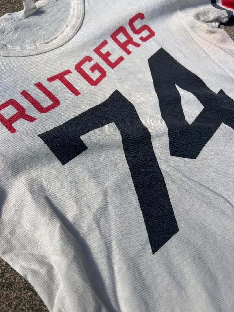 60s後期~70s前期Champion フットボールTシャツ(染み込みプリント)