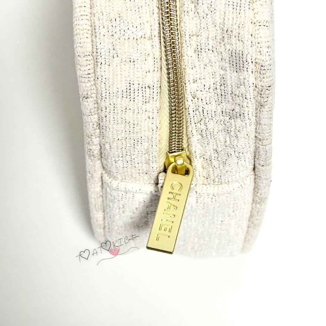 限定色❤CHANEL❤VIP限定 コスメポーチ チェーン付 ラメ入り ホワイト