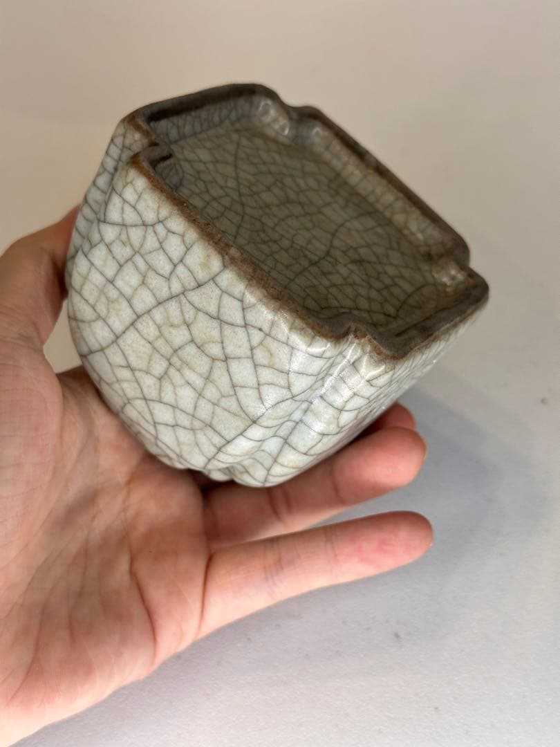 中国 宋代 哥窯 水盂 小壺形 開片釉 古陶磁 文房具 時代物 骨董品