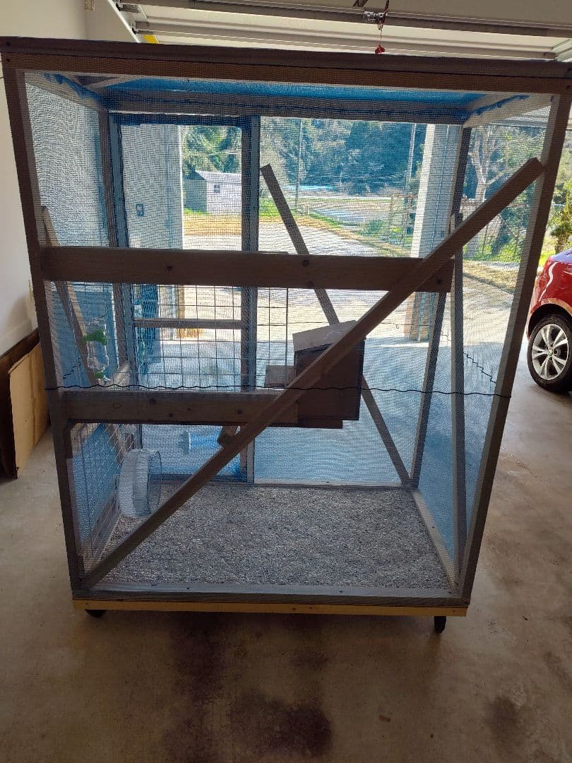 大型ケージ 木製フレーム 青メッシュ