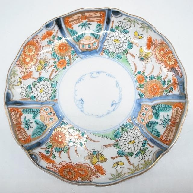 古伊万里　錦手　花尽くし文様　七寸皿　2枚
