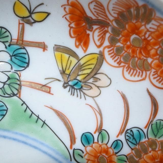 古伊万里　錦手　花尽くし文様　七寸皿　2枚