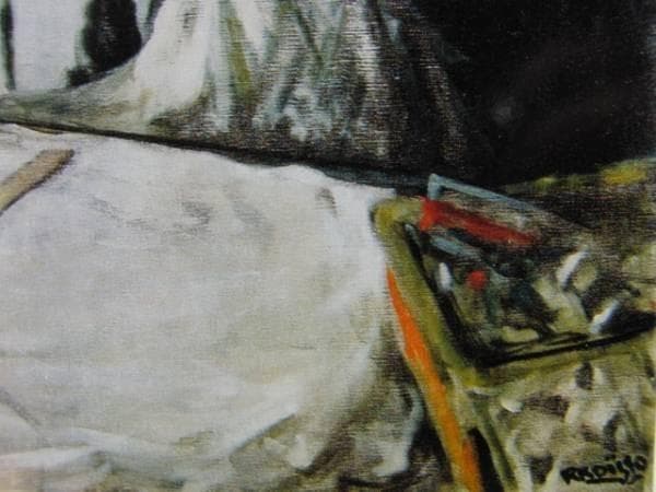 小磯良平「洋裁する女達」希少画集画、新品高級額、額装付、状態良好