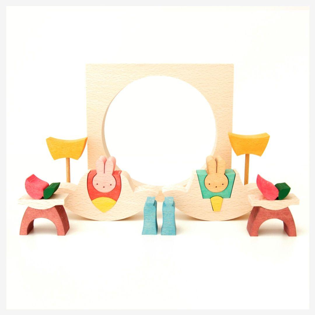 うさぎ円びな　小黒三郎・組み木のお雛様