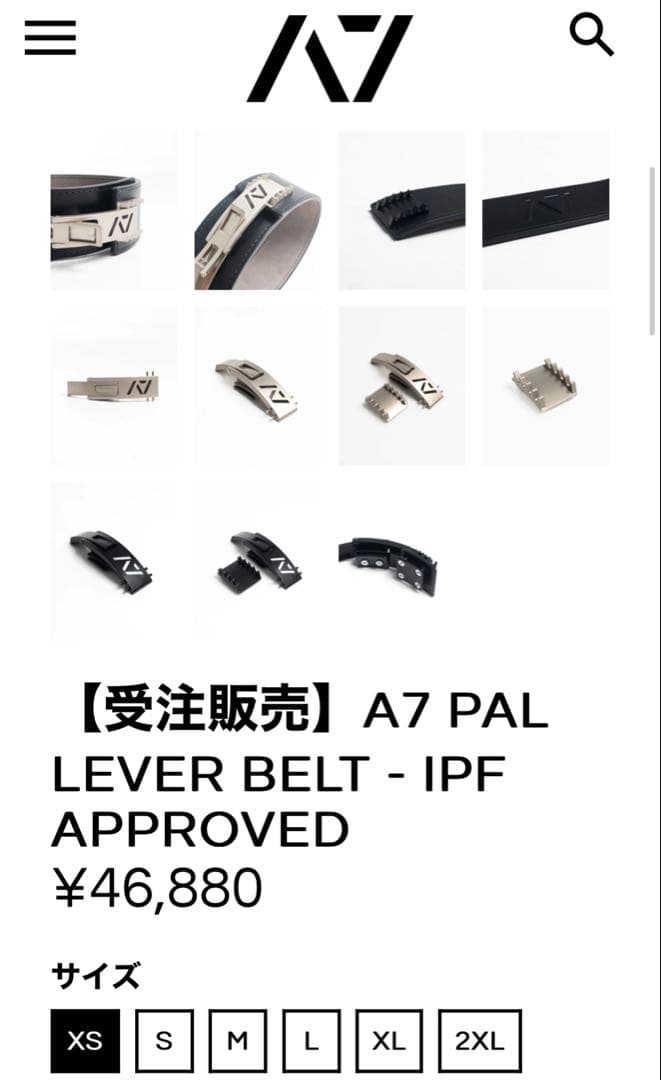 【新品未使用】A7 PAL レバーベルト　10mm Mサイズ