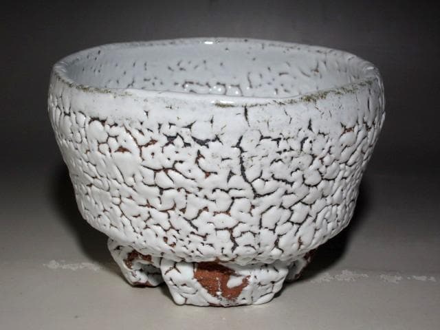 人間国宝 十一代三輪休雪 鬼萩茶碗「白雲」裏千家鵬雲斎花押の逸品ｋ402