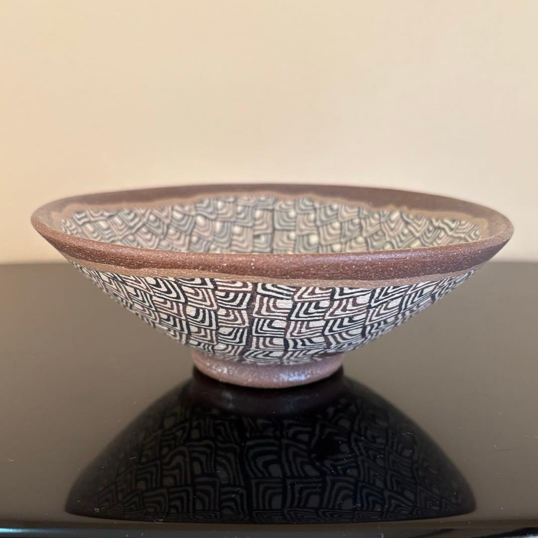 茶道具 練込茶碗 水野教雄 共箱・共布・栞付き