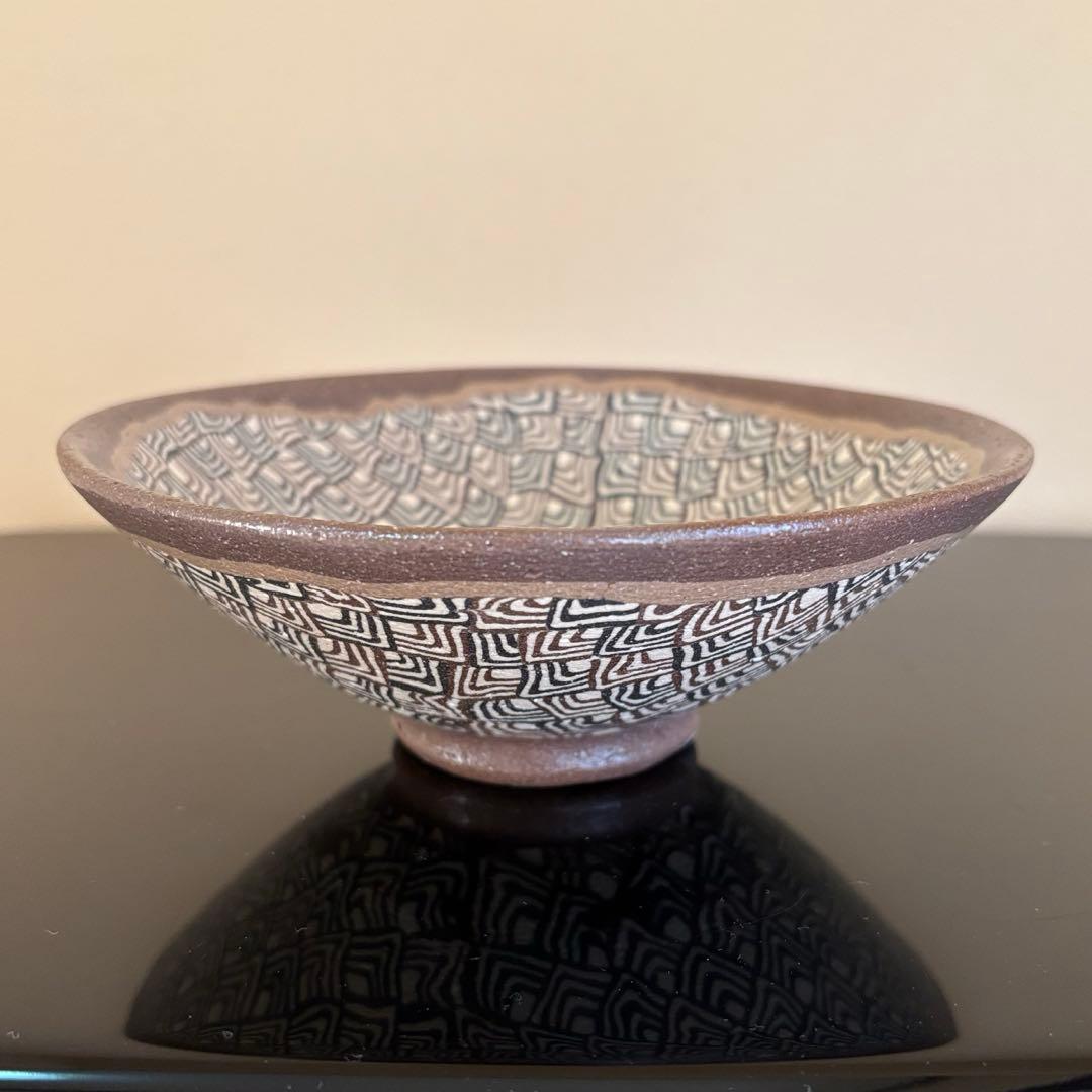 茶道具 練込茶碗 水野教雄 共箱・共布・栞付き