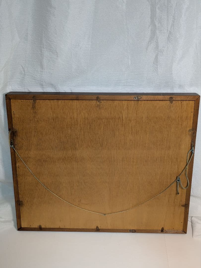 井波彫刻大きめ額、牡丹の花と蕾、作家落款あり