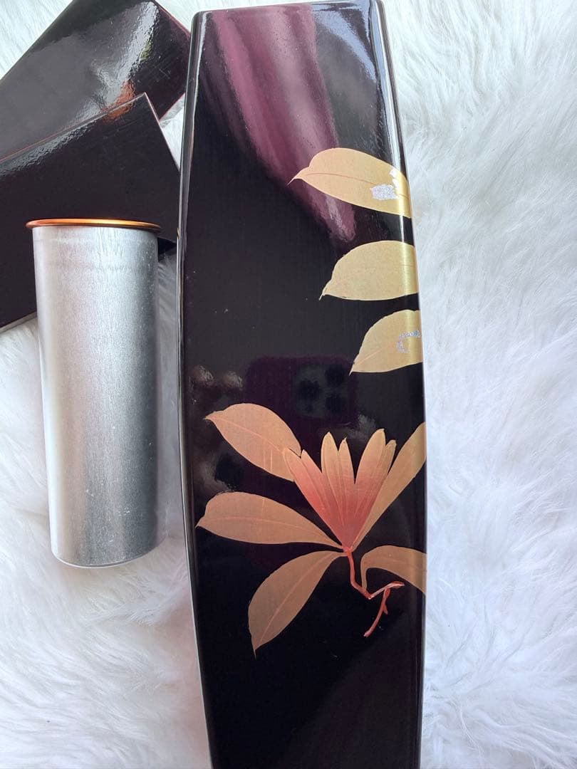 希少 1994年 日本皇室献上品 蒔絵 金彩 漆花瓶