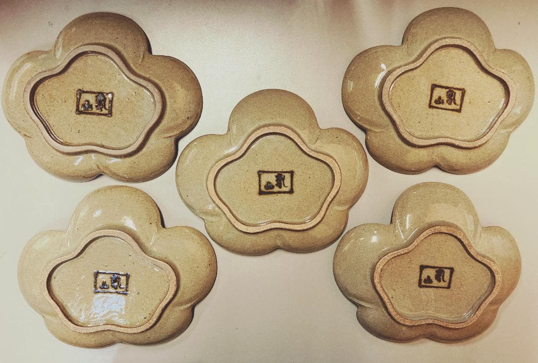 【値下げ】 乾山写 花形 果物皿 5客