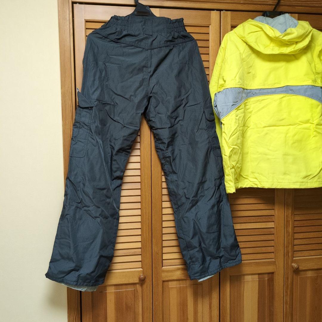 高身長170　スキー,スノボーウェア上下セットユニセックス（イエロー・グレー）