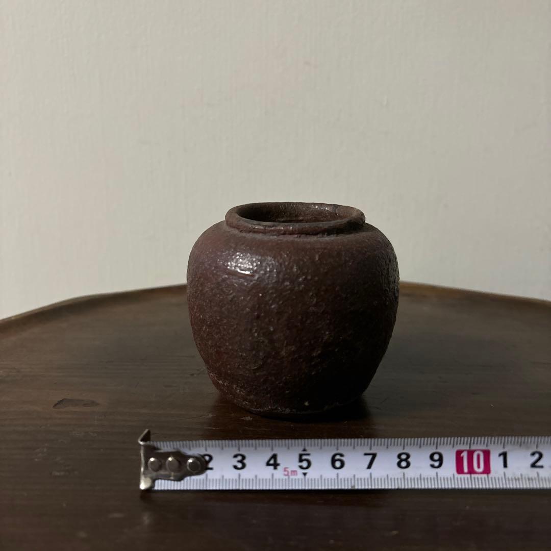 古備前小壷　江戸中期頃　お歯黒壺　古越前　常滑　花器　花入　古美術　骨董　李朝