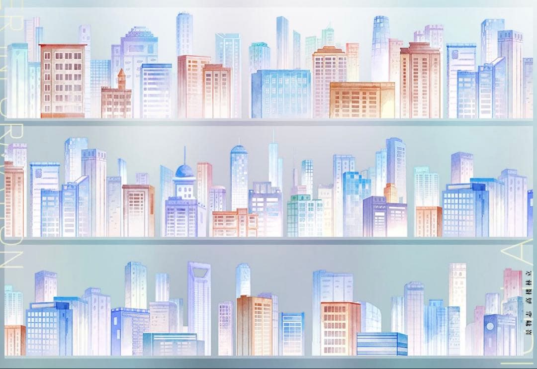 海外マスキングテープ巻売り 高楼林立 風景マスキングテープ