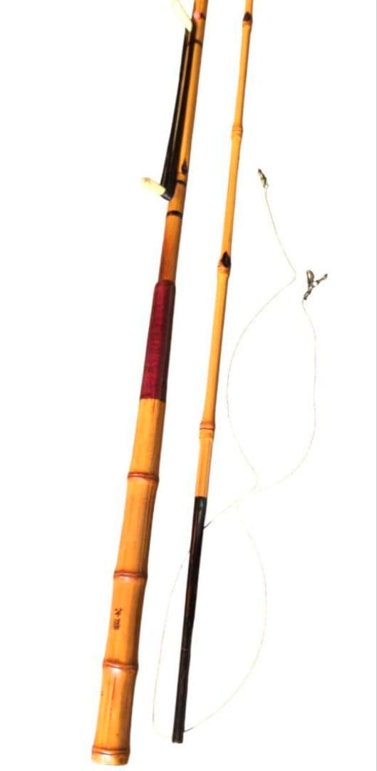 江戸和竿 【 竿勝作 】 布袋竹 中通し 手ばね ハゼ竿 2本継 希少 和竿