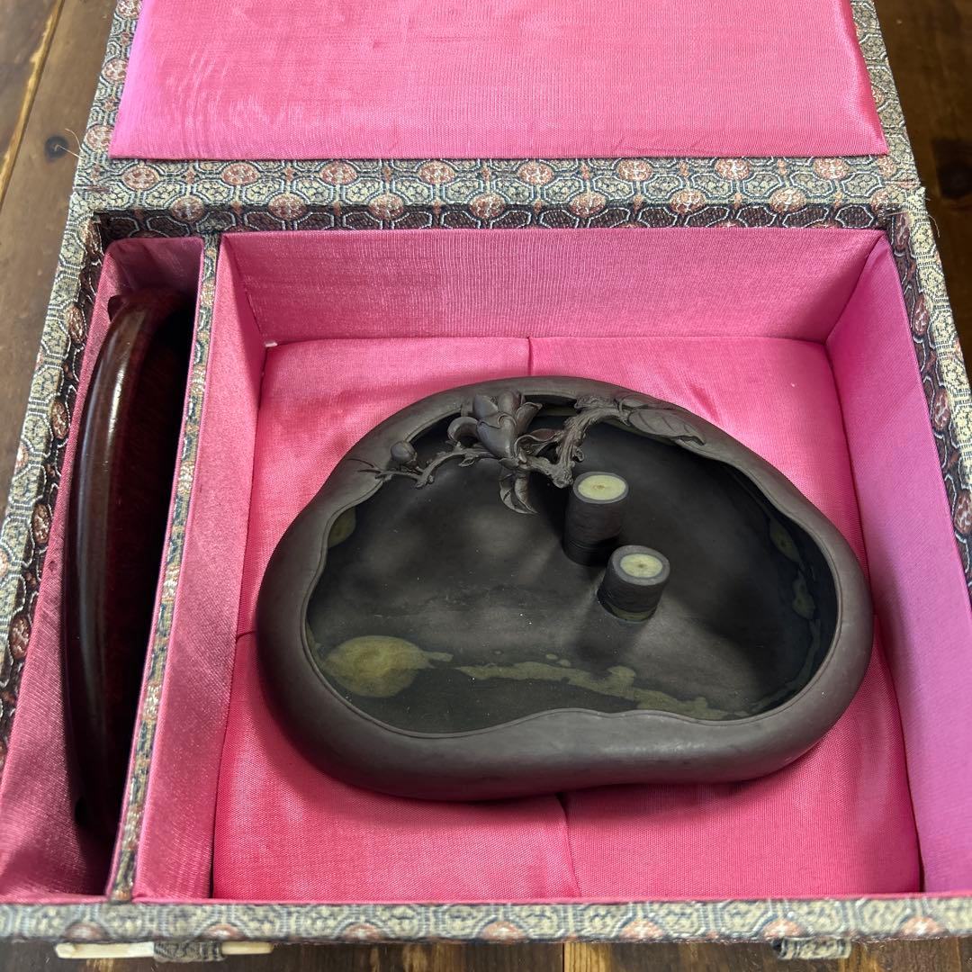 書道 硯 梅花坑水盂椿型　美術品　芸術品　骨董品　工芸品　最高級　逸品　中国美術