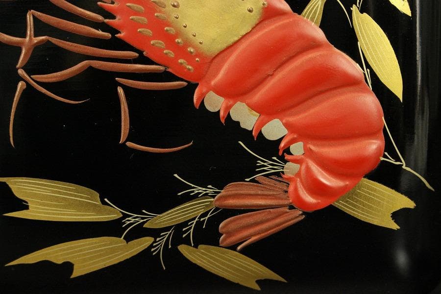 輪島漆器 海老蒔絵 蓋物 一対(ZE667)