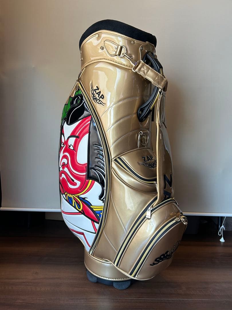 ザップZAPキャディーバッグ　歌舞伎画　ゴールド