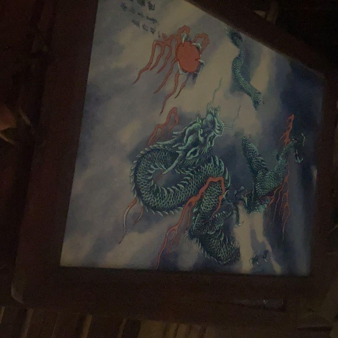 景徳鎮 青花王歩龍鳳呈祥 夜光陶板画応接間 書斎 茶室 装飾品 工芸品 置物