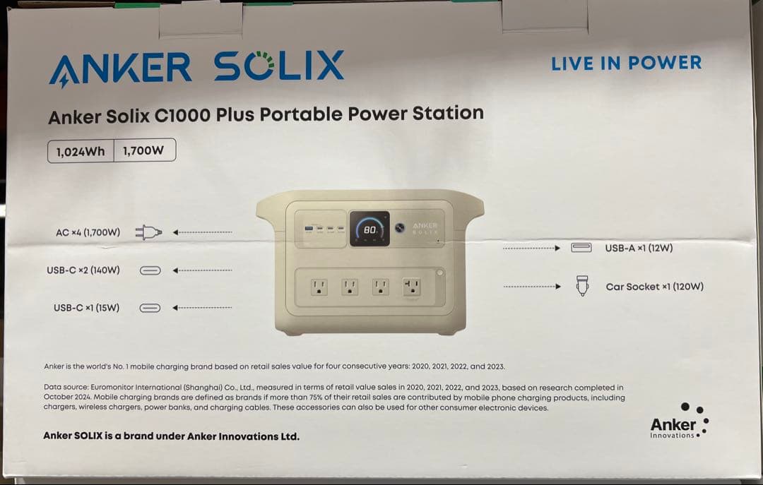 【新品】ANKER アンカーSolix C1000 Plus ポータブル電源
