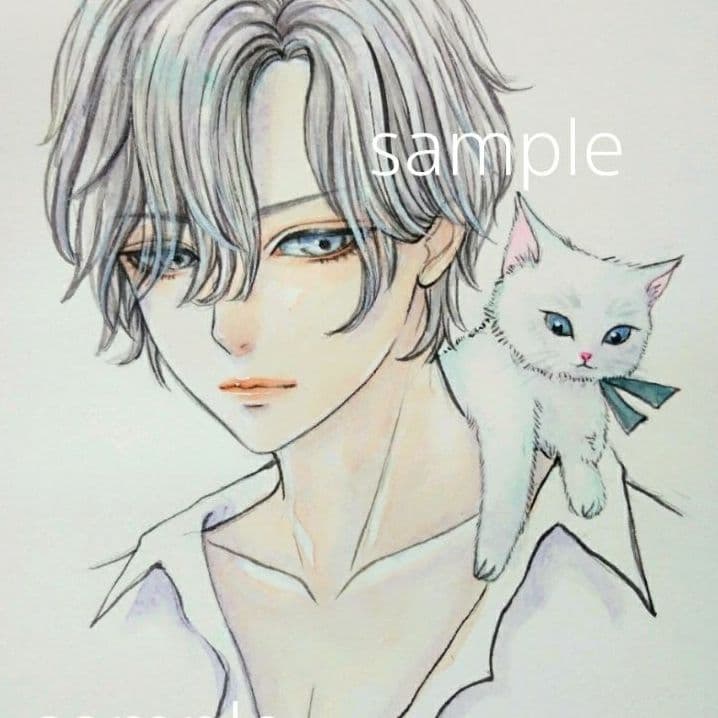 ポストカード  手描きイラスト《 白い恋人 》オリジナル