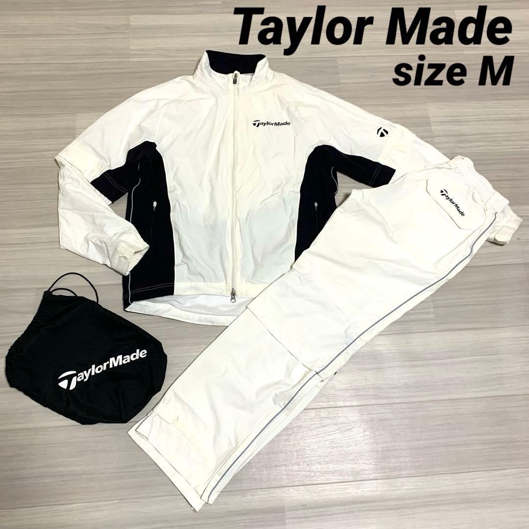 【美品】Taylor Made レインウェア セットアップ M 白/黒 収納袋