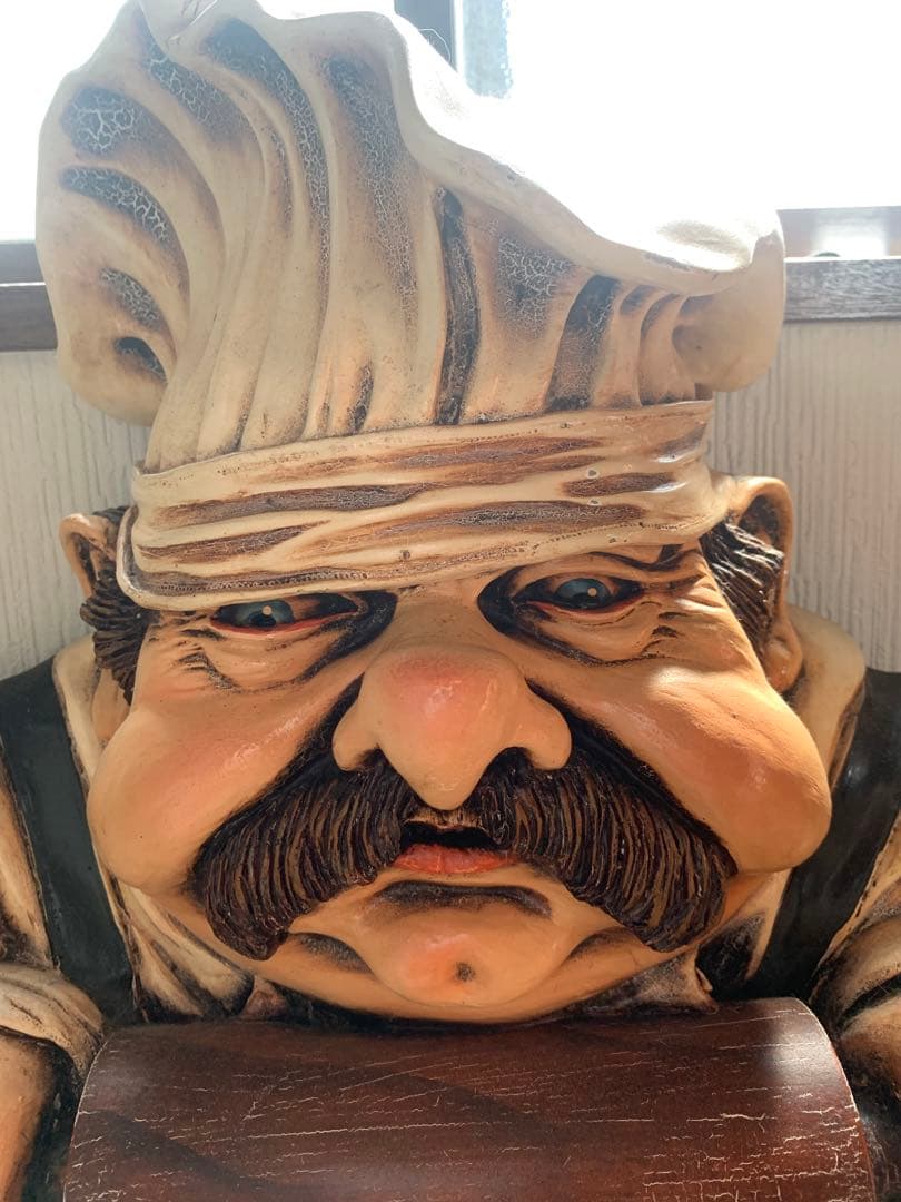 木彫り　メニューボード　黒板　アンティーク　シェフ　おじさん　激レア！　入手困難