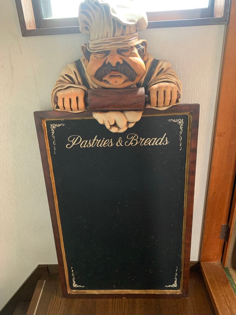 木彫り　メニューボード　黒板　アンティーク　シェフ　おじさん　激レア！　入手困難