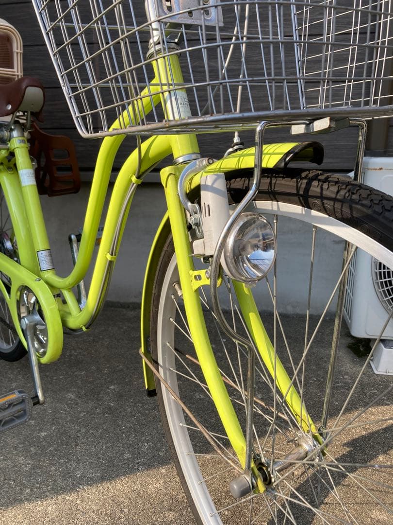 ママチャリ 26インチ ライムグリーン チャイルドシート付き 新潟県 引取