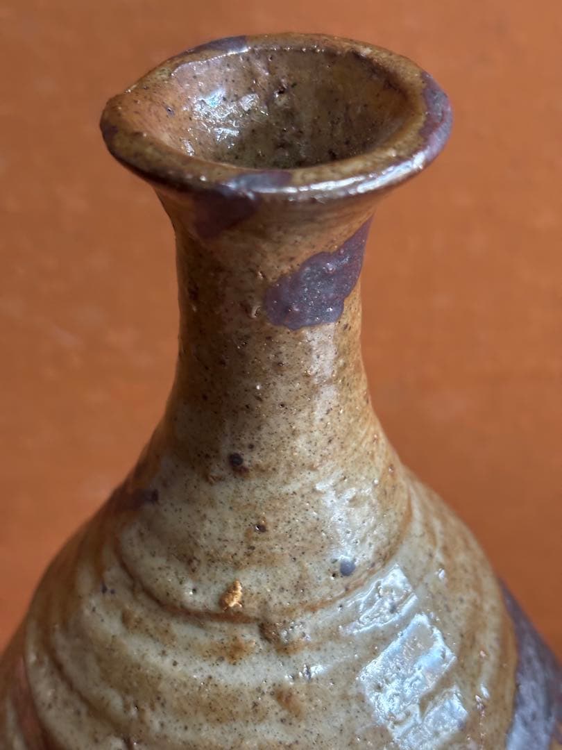 やまちゃん河井寛次郎作灰鉄釉七寸蕪形徳利瓶　冬の森に咲く寒椿　一品物