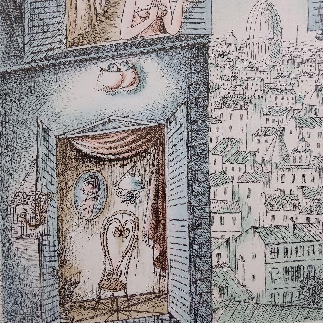 \"新品\"レイモンペイネ R. Peynetリトグラフ『窓辺のおしゃべり』サイン入