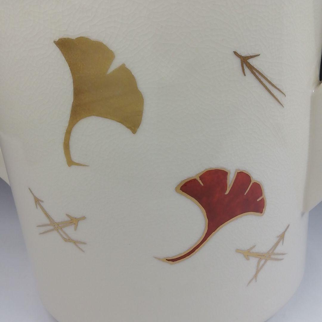 Ｔ７３８　水次　『色絵　銀杏文』『鳴滝窯　橋本城岳 造』　共箱　茶道具