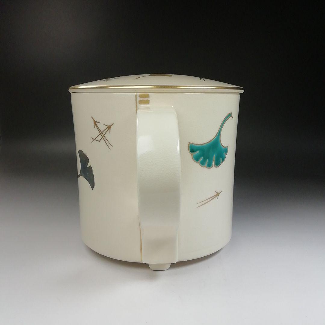 Ｔ７３８　水次　『色絵　銀杏文』『鳴滝窯　橋本城岳 造』　共箱　茶道具