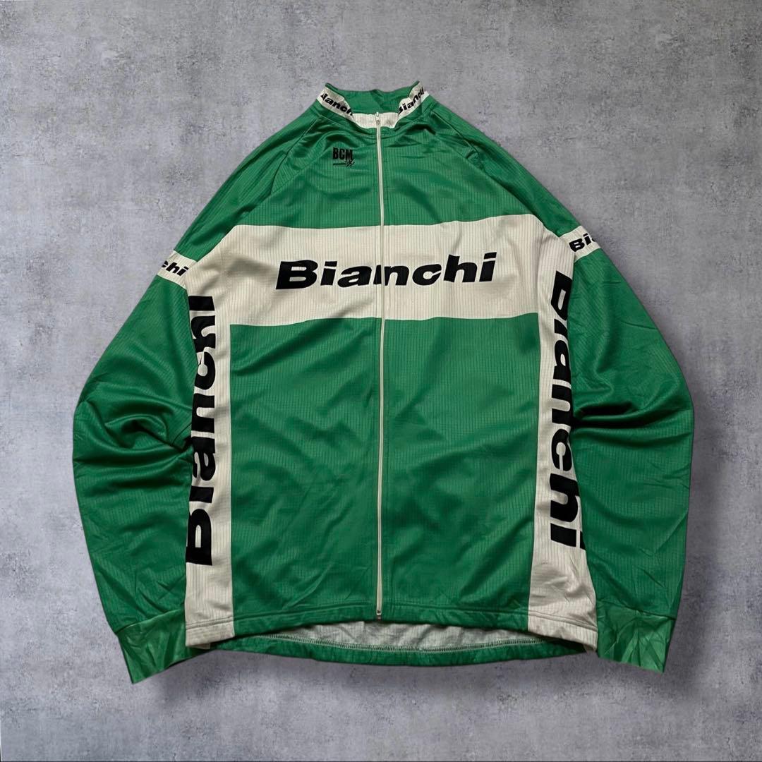 Bianchi ビアンキ サイクルジャケット フルジップ グリーン L