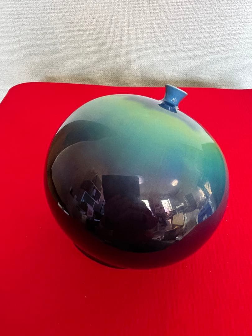 人間国宝 柳雨軒 3代 徳田八十吉 碧明釉 壺 約16cm 管理T304