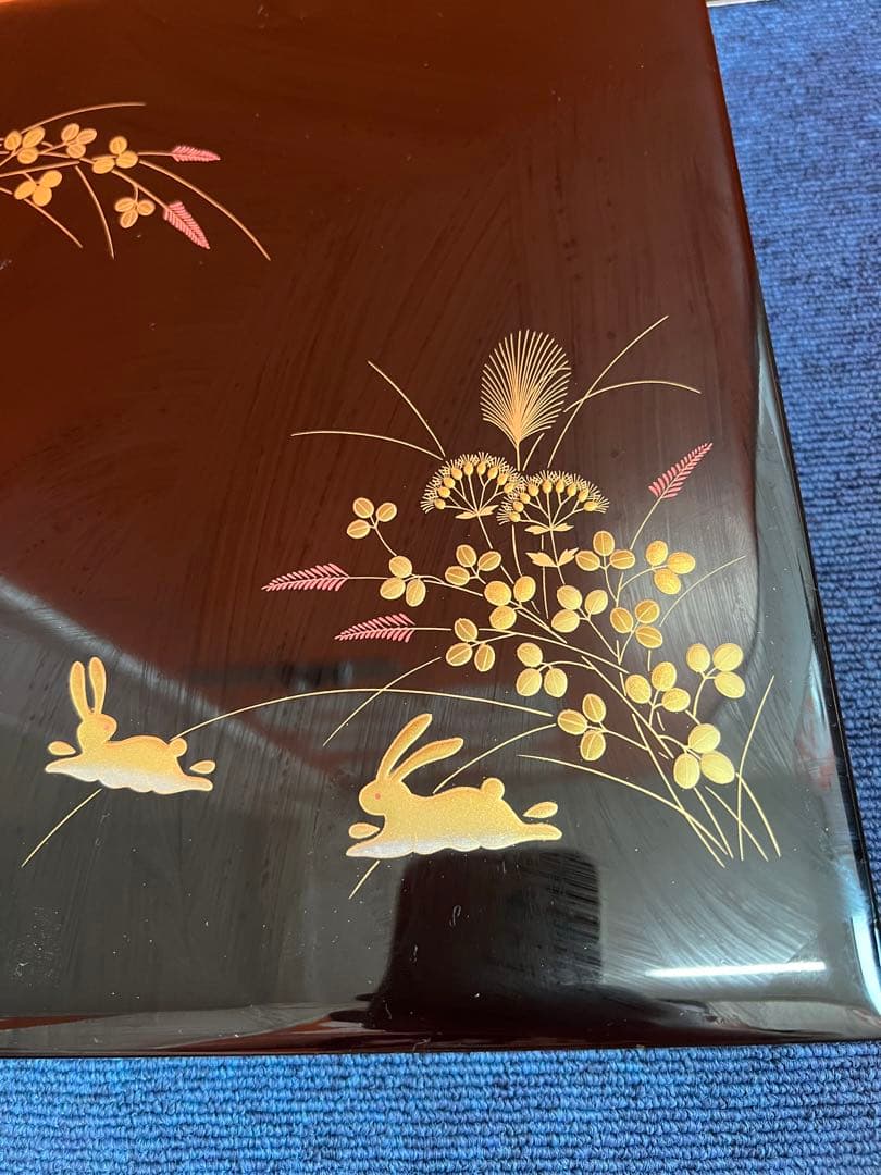 1199 木箱　書類入　小物入　花うさぎ　未使用