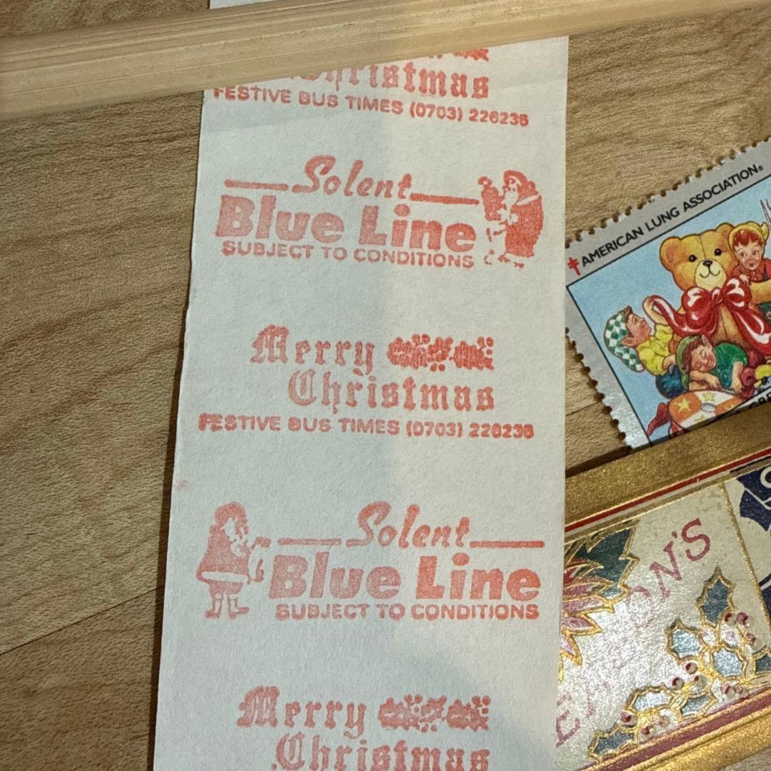 海外紙物　レア　blue line クリスマス柄ロールチケット＋おまけのシール等