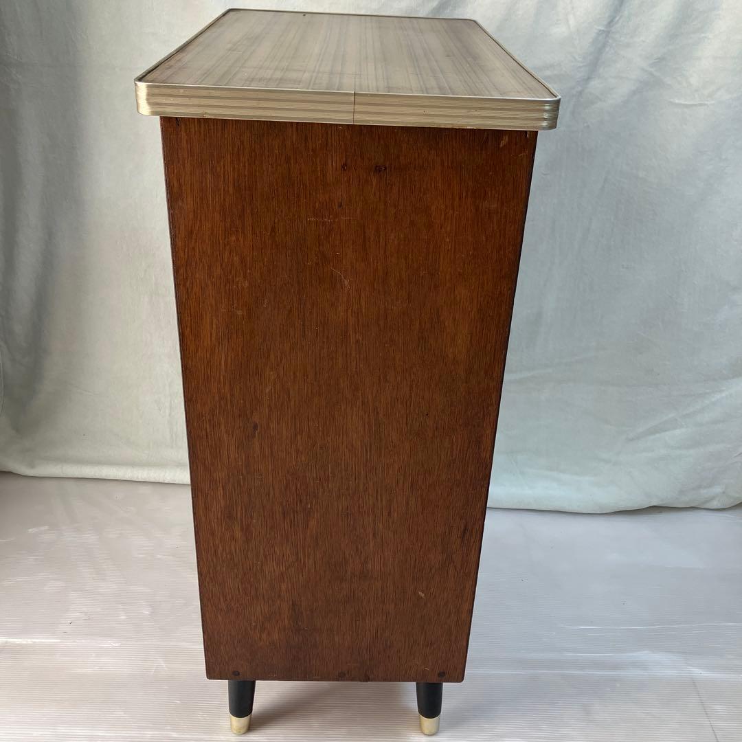 昭和レトロ　ビンテージ　トンボ台　木製木目調　6引き出し　テレビ台　希少