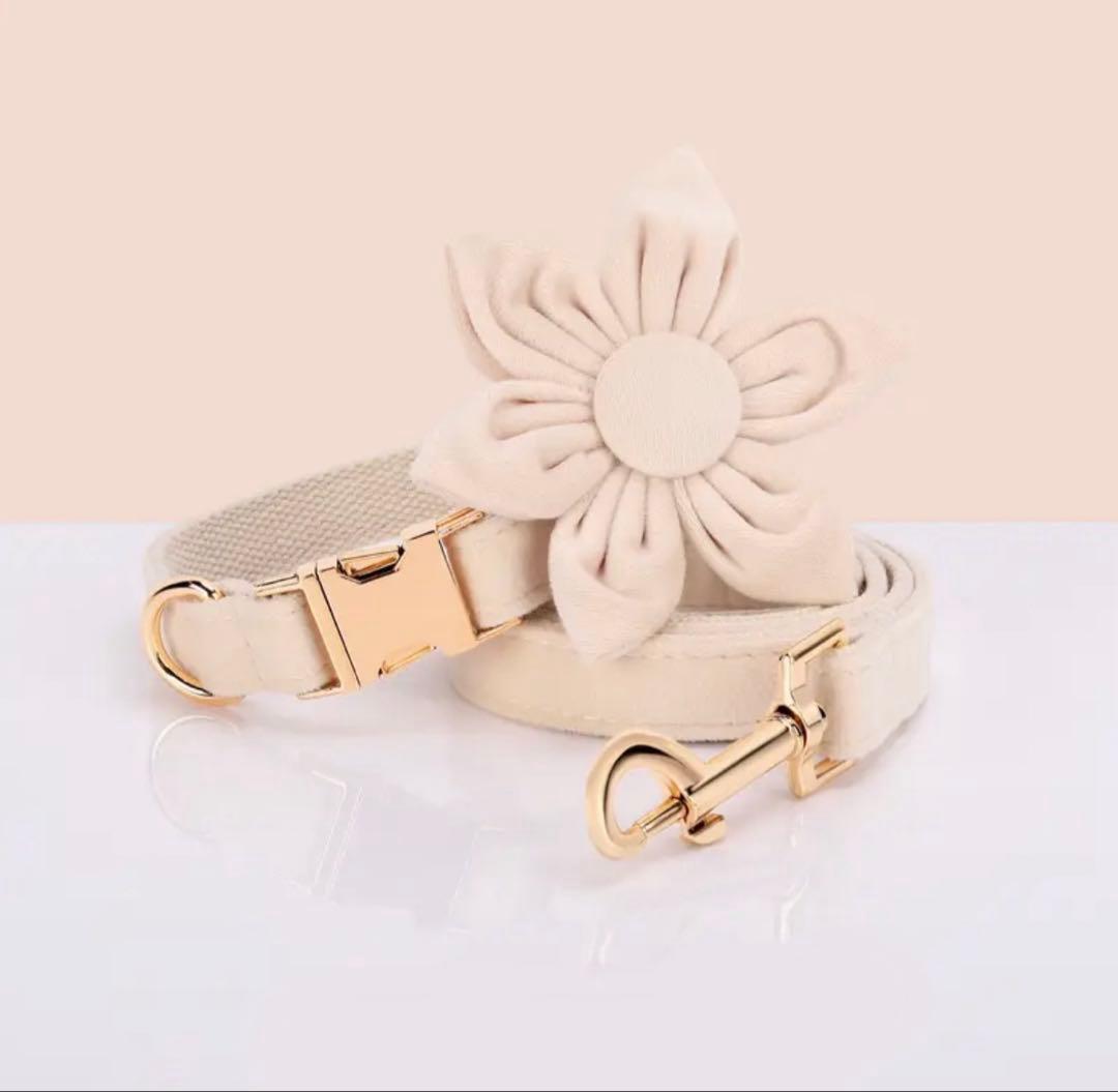 オーダー 名前 首輪 ハーネス リード セット 犬 花 リボン 中型犬 大型犬