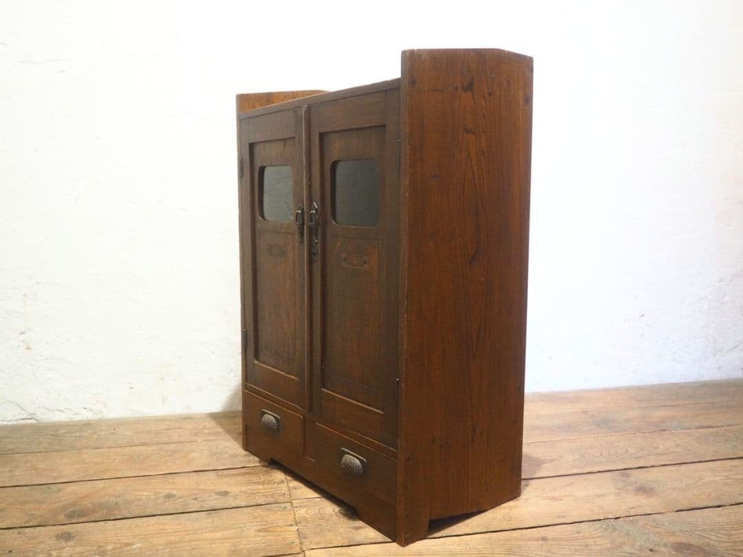 1305　アンティーク　象嵌細工の飾り棚　食器棚　キャビネット　ガラスケース