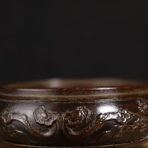銅器 彫花平底薫炉 香薫炉 沈香檀香炉 工芸品 美術品 置物
