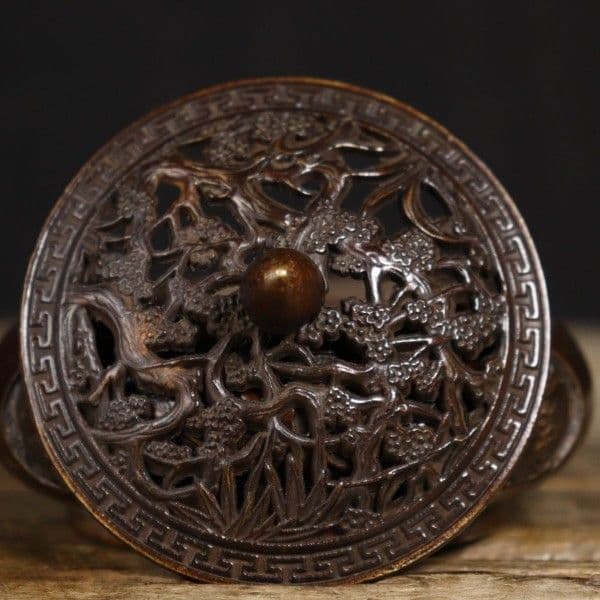銅器 彫花平底薫炉 香薫炉 沈香檀香炉 工芸品 美術品 置物