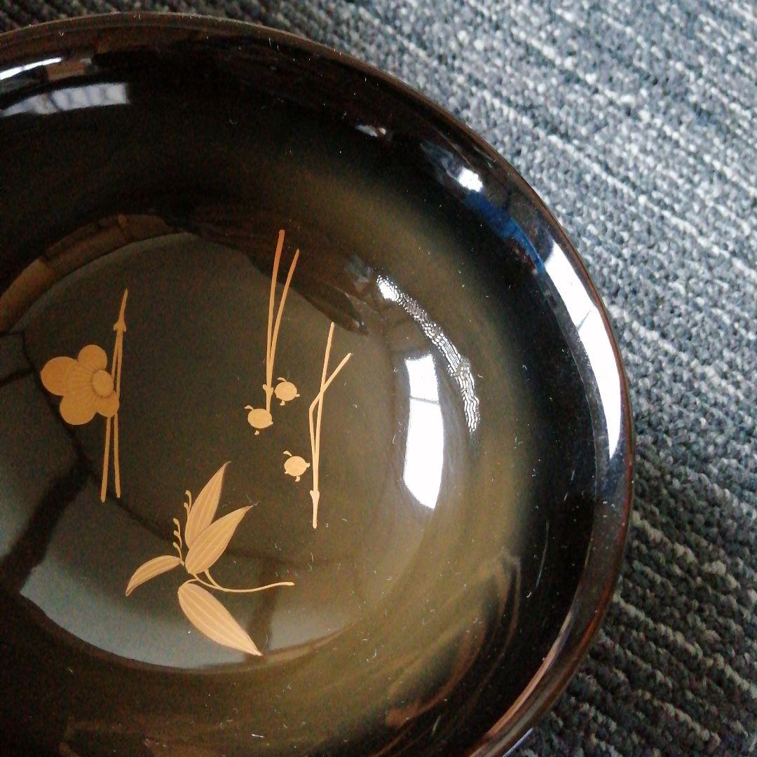 輪島塗　盛上金蒔絵扇形紋蓋付椀　10客　12.9cm　昭和初期