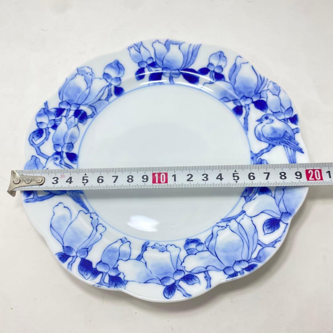 深川製 染付 木蓮 ケーキ皿 直径 約20cm 宮内庁御用達