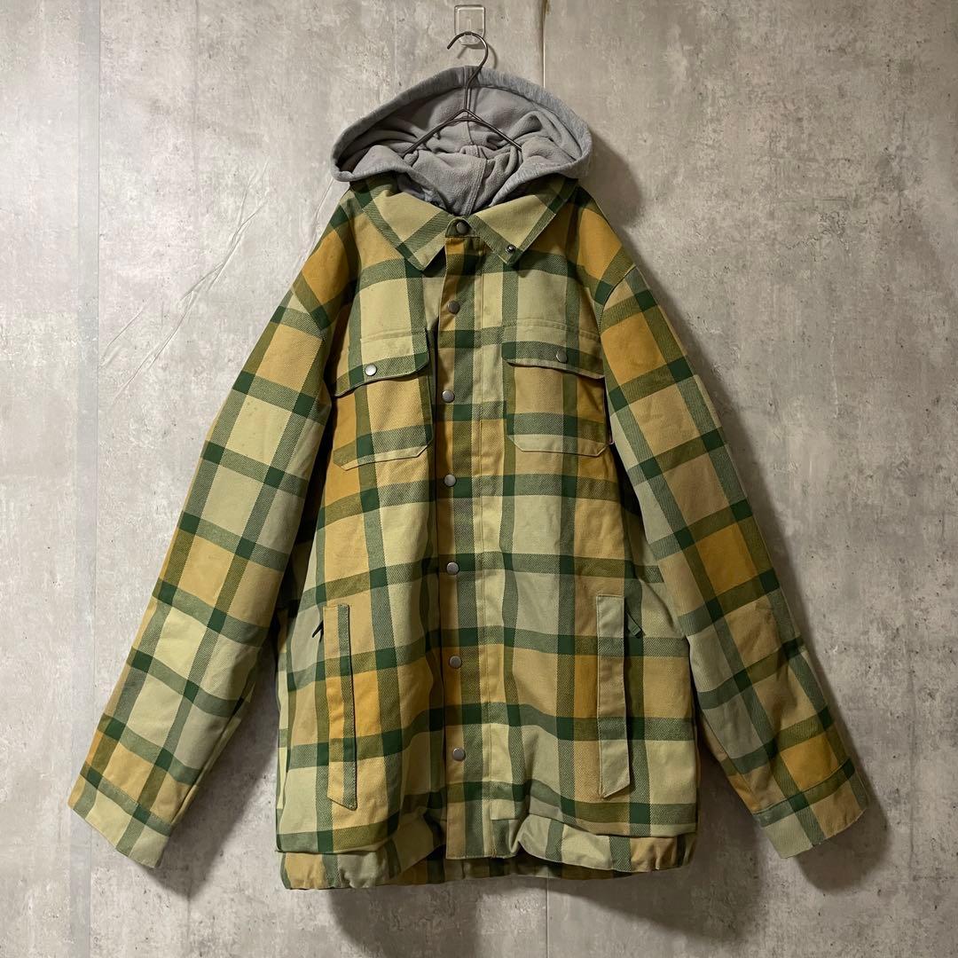 Burtonバートンスキーウェアスノーボードジャケットベージュ緑グリーンチェック
