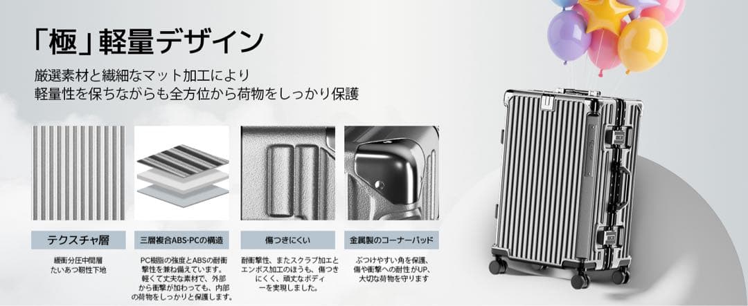 スーツケース⭕️XL⭕️7〜１０泊 シルバー アルミフレーム キャリーケース