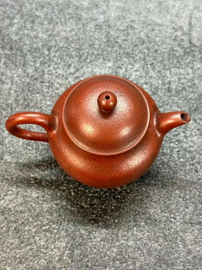 【孟臣 底款 刻漢詩 玉乳長流不絶香】紫砂壷 朱泥 段泥 煎茶道具 急須 単孔口