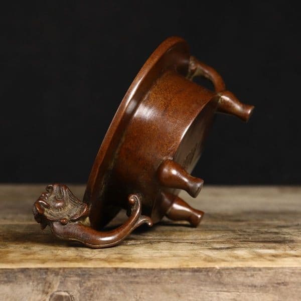 兽耳缠枝莲三足薰炉 招财炉 集财香炉 重工 希少 工芸品 美術品 置物