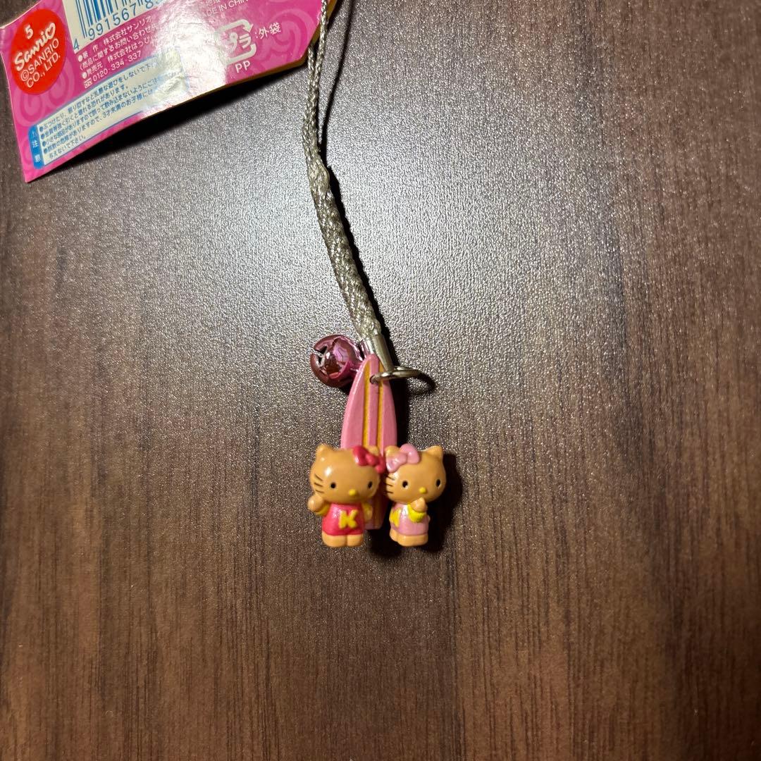 日焼けキティ＆ミミィ ストラップ　根付け　サーフィン