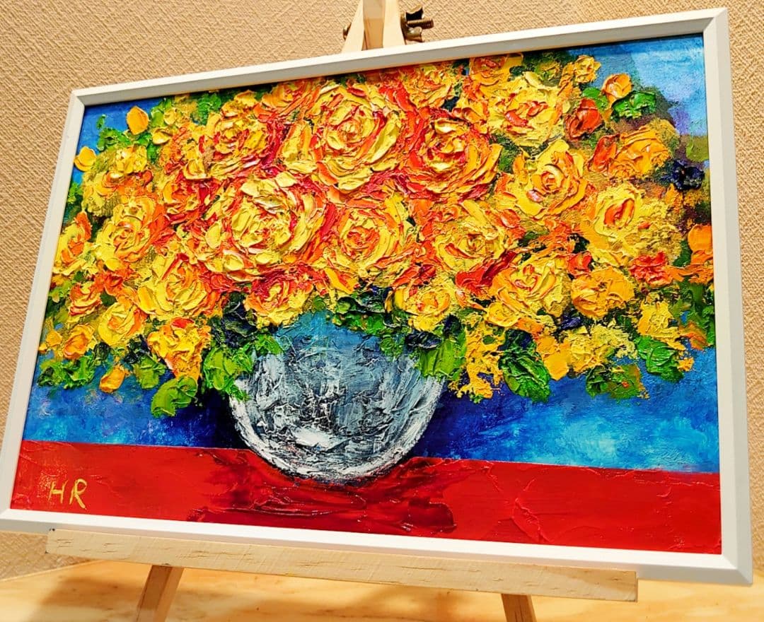 油絵 絵画【黄色花】